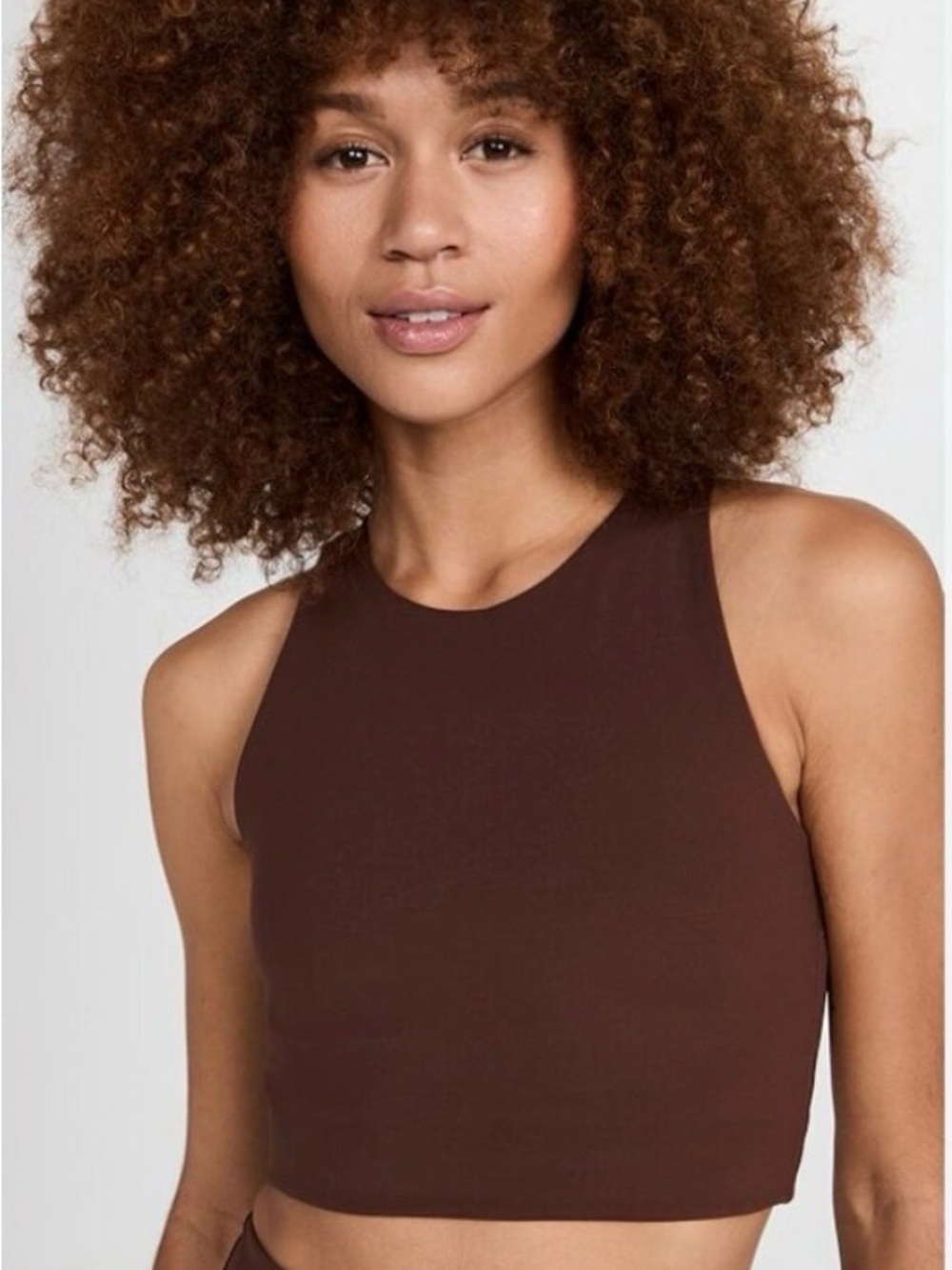 girlfriend collective Brown High-Neck Cropped Tank